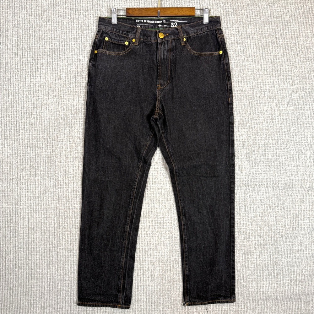 Lifted Research Group LRG Black Denim Jeans True Straight Fit‎ Size 32x28 Skater